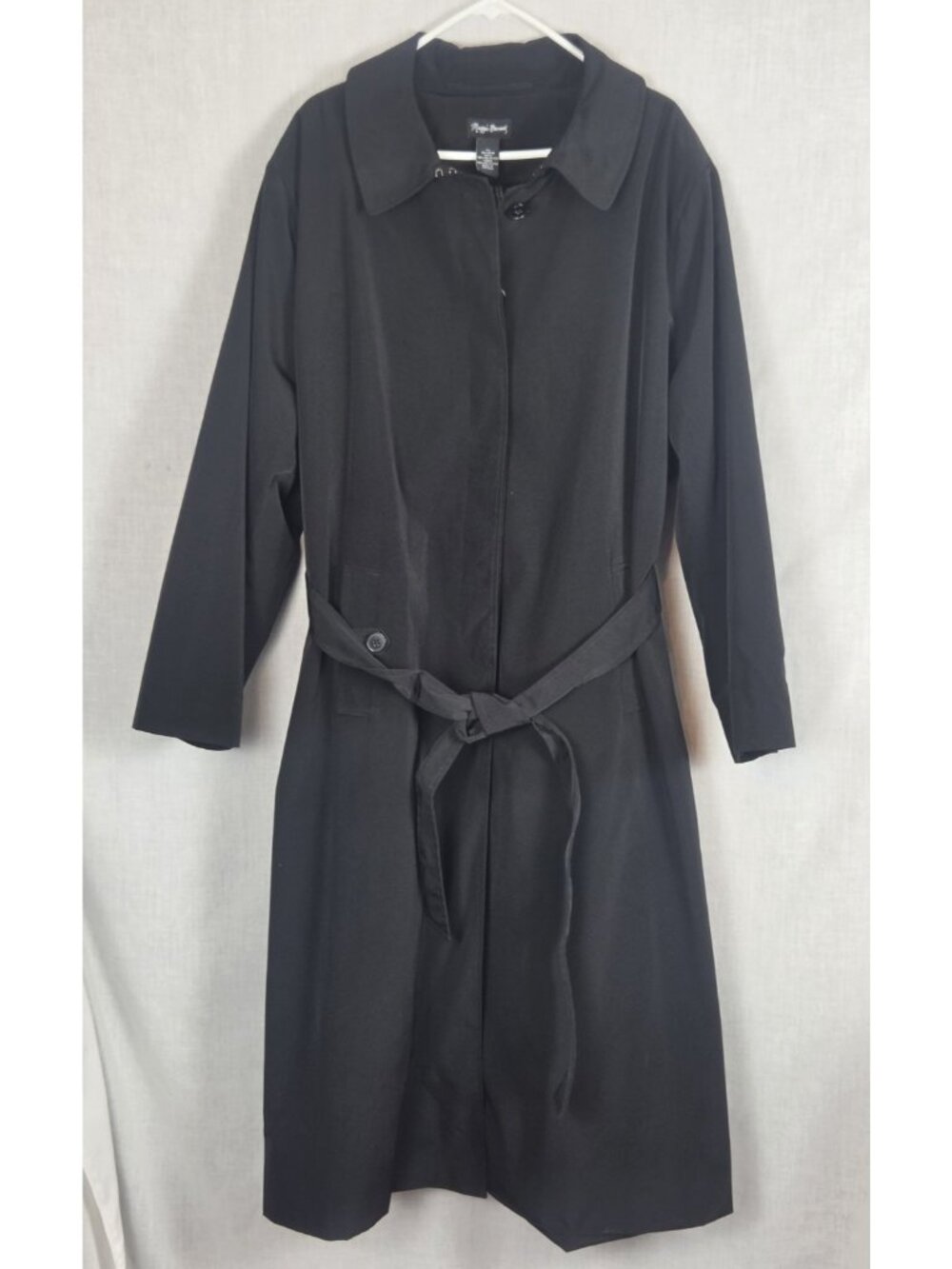 Maggie Barnes 3X Long Belted Coat Black Insulated Overcoat Winter Warm Plus